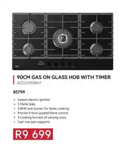 Hirsch's 90CM GAS ON GLASS HOB WITH TIMER AEGZA90BIH1 offer