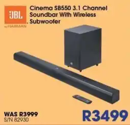 Hirsch's JBL Cinema SB550 3.1 Channel Soundbar With Wireless Subwoofer offer