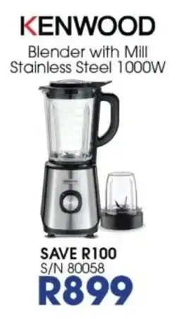 Hirsch's KENWOOD Blender with Mill Stainless Steel 1000W offer