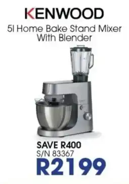 Hirsch's KENWOOD 5l Home Bake Stand Mixer With Blender offer