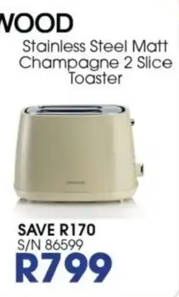 Hirsch's WOOD Stainless Steel Matt Champagne 2 Slice Toaster offer