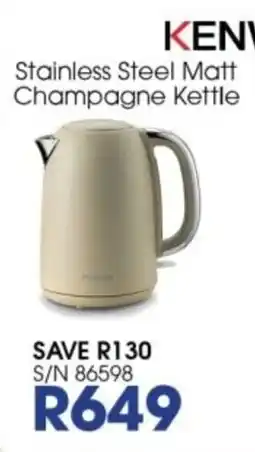 Hirsch's KENNY Stainless Steel Matt Champagne Kettle offer