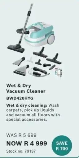 Hirsch's Wet & Dry Vacuum Cleaner BWD420HYG offer