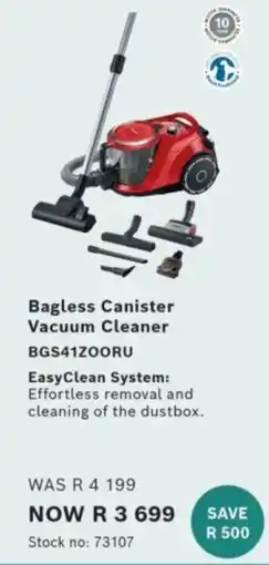 Hirsch's Bagless Canister Vacuum Cleaner BGS41Z0ORU offer