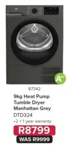Hirsch's 9kg Heat Pump Tumble Dryer Manhattan Grey DTD324 offer