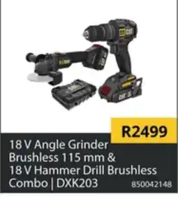 Builders Superstore 18 V Angle Grinder Brushless 115 mm & 18 V Hammer Drill Brushless Combo | DXK203 offer