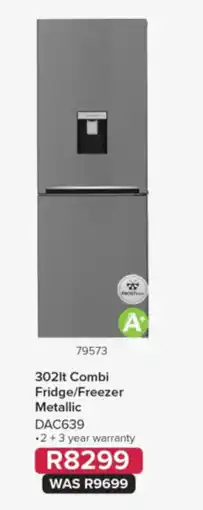 Hirsch's 302lt Combi Fridge/Freezer Metallic DAC639 offer