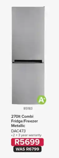 Hirsch's 270lt Combi Fridge/Freezer Metallic offer