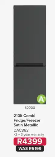 Hirsch's 210lt Combi Fridge/Freezer Satin Metallic DAC363 offer