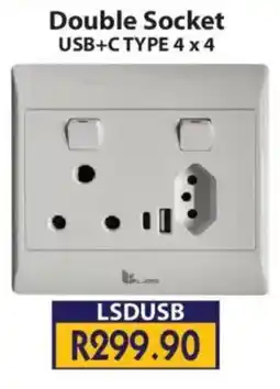 Laduma Hardware catalogue Double Socket USB+C TYPE 4 x 4 LSDUSB offer