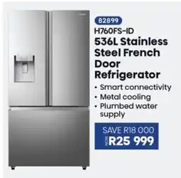 Hirsch's H760FS-ID 536L Stainless Steel French Door Refrigerator offer