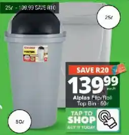 Checkers Alplas Flip/Roll Top Bin offer