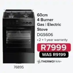 Hirsch's Thermofan+ 60cm 4 Burner Gas | Electric Stove DGS606 offer