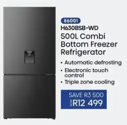 Hirsch's H630BSB-WD 500L Combi Bottom Freezer Refrigerator offer