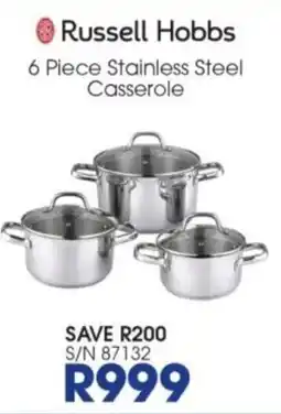 Hirsch's Russell Hobbs 6 Piece Stainless Steel Casserole offer