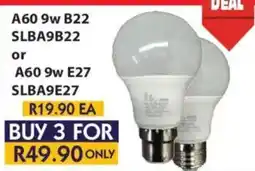 Laduma Hardware catalogue A60 9w B22 or A60 9w E27 offer