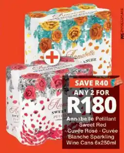 Checkers Liquor Shop Annabelle Petillant Sweet Red Cuvée Rosé Cuvée Blanche Sparkling Wine Cans offer