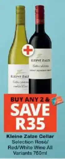 Checkers Liquor Shop Kleine Zalze Cellar Selection Rosé/Red/White Wine All Variants 750ml offer