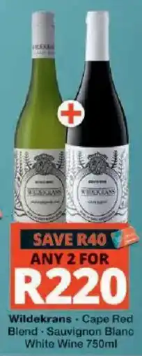 Checkers Liquor Shop Wildekrans · Cape Red Blend · Sauvignon Blanc White Wine offer