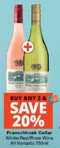 Checkers Liquor Shop Franschhoek Cellar White/Red/Rosé Wine offer