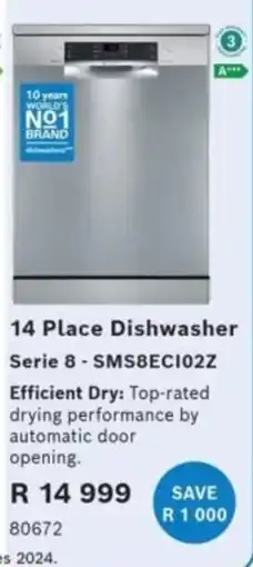 Hirsch's 14 Place Dishwasher Series 8 offer