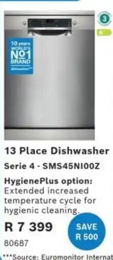 Hirsch's 13 Place Dishwasher offer