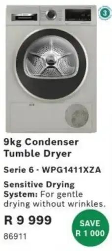 Hirsch's 9kg Condenser Tumble Dryer offer