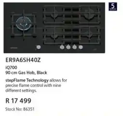 Hirsch's Siemens iQ700 90 cm Gas Hob, Black offer
