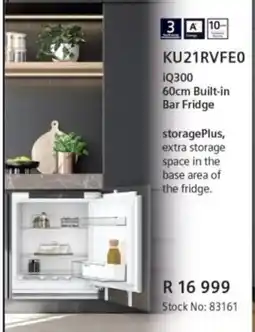 Hirsch's iQ300 60cm Built-in Bar Fridge offer