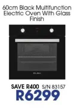 Hirsch's 60cm Black Multifunction Electric Oven With Glass Finish ELBA offer