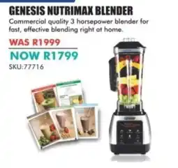Hirsch's GENESIS NUTRIMAX BLENDER offer