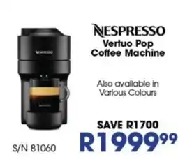 Hirsch's Nespresso Vertuo Pop Coffee Machine offer
