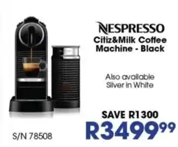 Hirsch's Nespresso Citiz&Milk Coffee Machine - Black offer