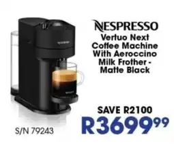 Hirsch's Nespresso Vertuo Next Coffee Machine With Aeroccino Milk Frother - Matte Black offer