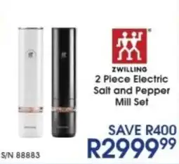 Hirsch's ZWILLING 2 Piece Electric Salt and Pepper Mill Set offer