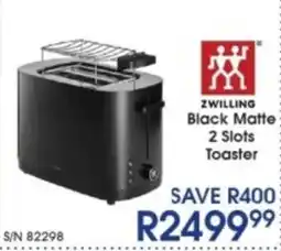 Hirsch's ZWILLING Black Matte 2 Slots Toaster offer
