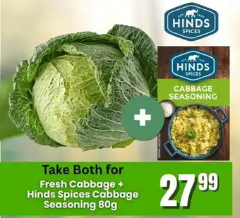 Fresh Cabbage + Hinds Spices Cabbage Seasoning