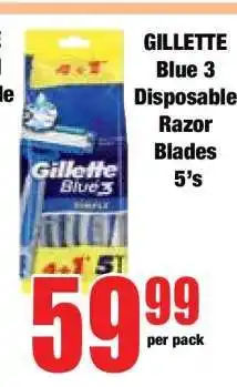 Boxer GILLETTE Blue 3 Disposable Razor Blades 5's offer