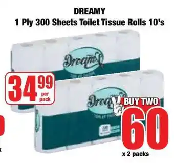 Boxer DREAMY 1 Ply 300 Sheets Toilet Tissue Rolls 10's offer