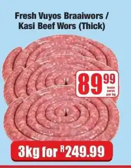 Boxer Fresh Vuyos Braaiwors / Kasi Beef Wors (Thick) offer