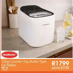 Tafelberg Furnishers SnoMaster 12kg Counter-Top Bullet Type Ice Maker offer