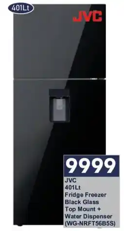 President Hyper JVC Fridge Freezer Black Glass Top Mount + Water Dispenser offer