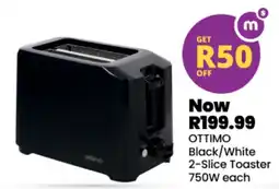 Shoprite OTTIMO Black/White 2-Slice Toaster offer