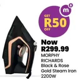 Shoprite MORPHY RICHARDS Black & Rose Gold Steam Iron offer