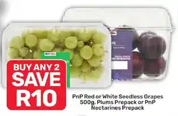 Pick n Pay Hypermarket PnP Red or White Seedless Grapes, Plums Prepack or PnP Nectarines Prepack offer