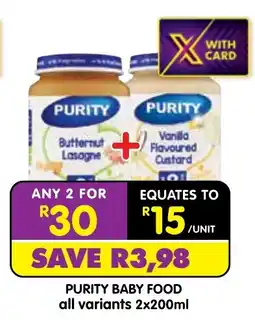 Shoprite PURITY BABY FOOD offer