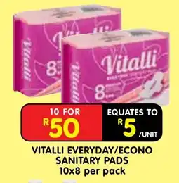 Shoprite Vitalli Everyday/Econo Sanitary Pads offer
