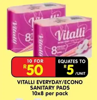 Shoprite Vitalli Everyday/Econo Sanitary Pads offer