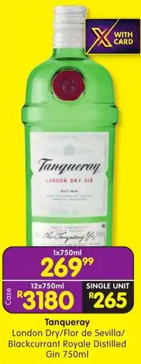Shoprite Tanqueray London Dry/Flor de Sevilla/ Blackcurrant Royale Distilled Gin offer