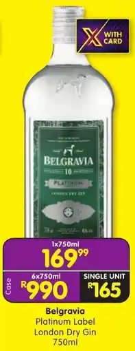 Shoprite Belgravia Platinum Label London Dry Gin offer